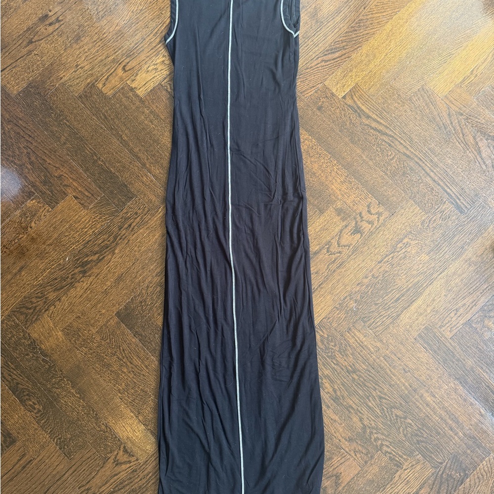 The line by K Black Sleeveless Maxi Dress with Center Contrast Piping